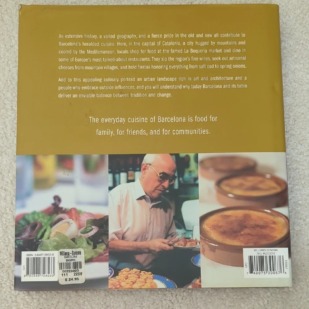 3 For $30. Williams Sonoma Barcelona Recipe Book with Golden Cover